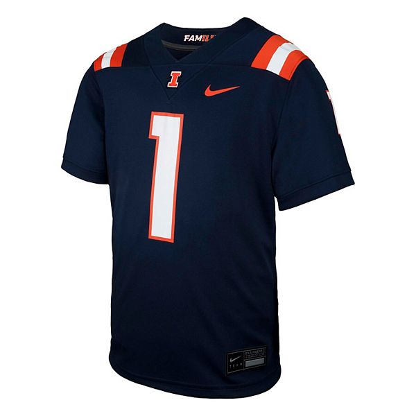 Молодежная реплика игровой футболки illinois fighting illini untouchable #1 navy Nike — фото 3