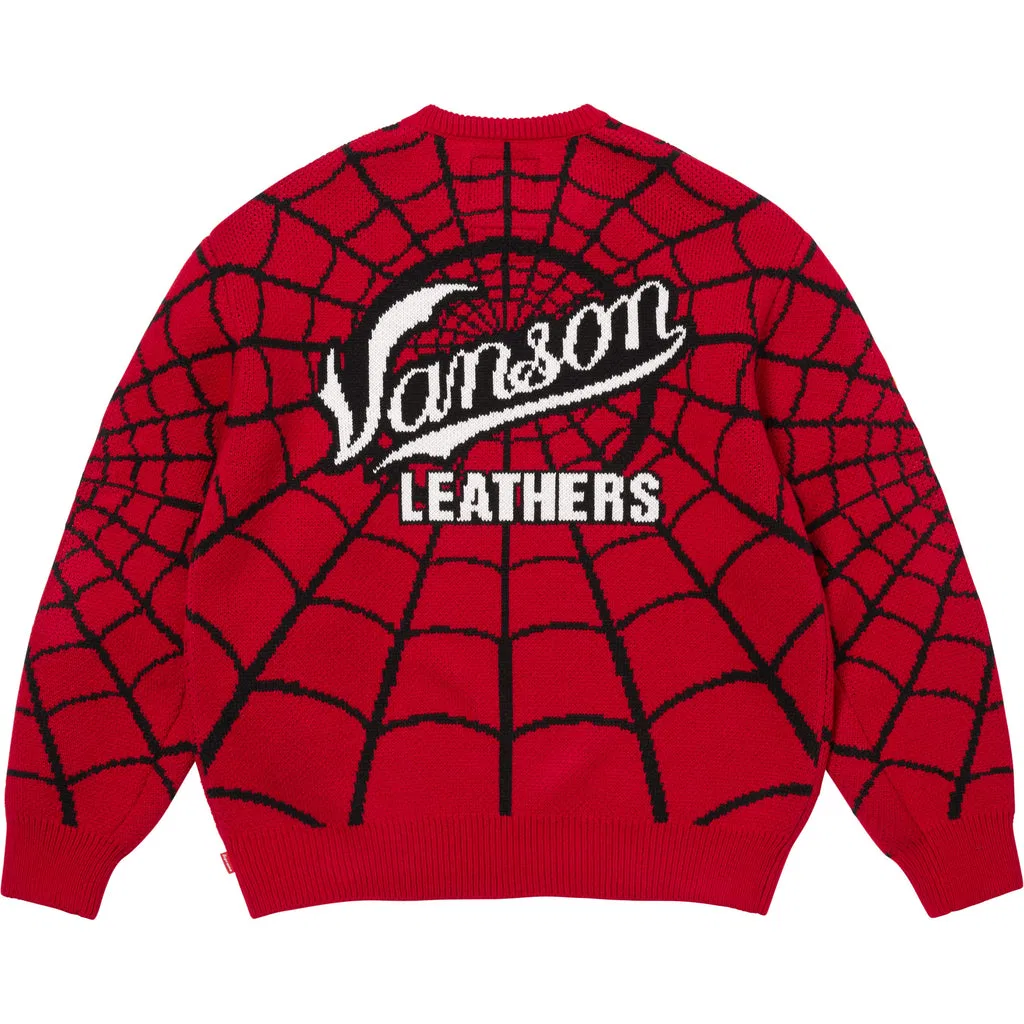 Свитер Supreme X VANSON LEATHERS, INC. USA SS26 с круглым вырезом, красный