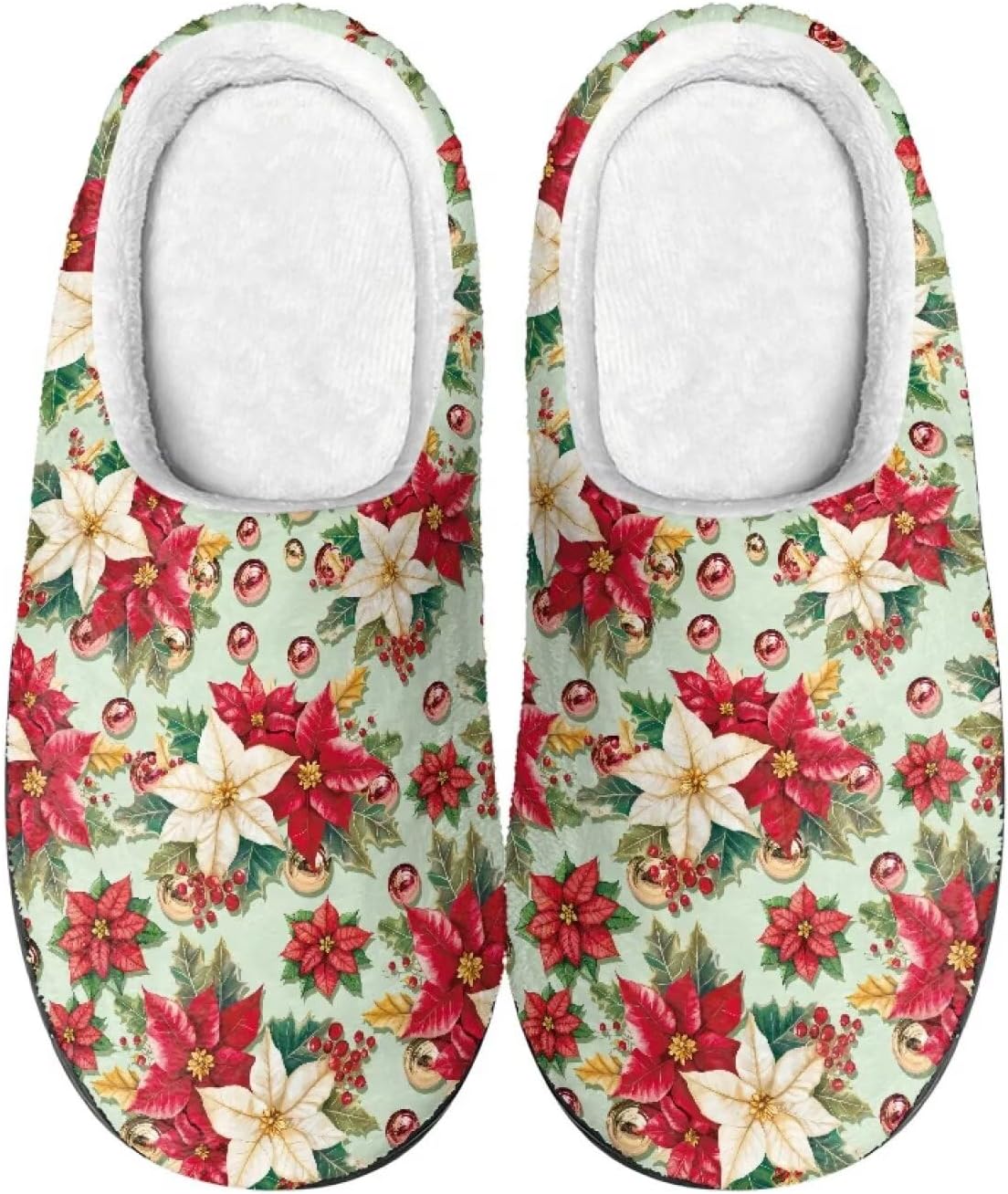 

Тапочки Showudesigns для женщин и мужчин, размер 4-12, зимние домашние тапочки, Christmas Flowers