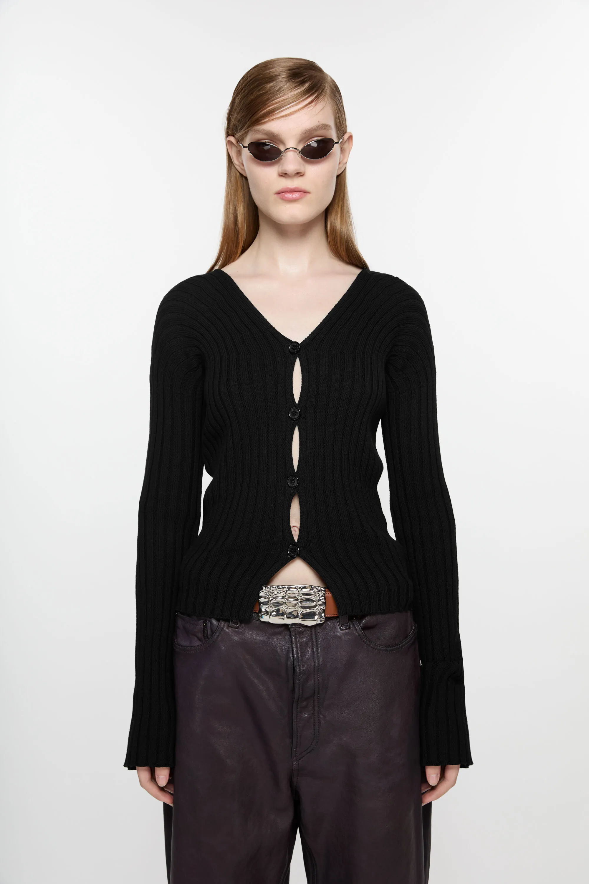 

Кардиган на пуговицах в рубчик Acne Studios, черный