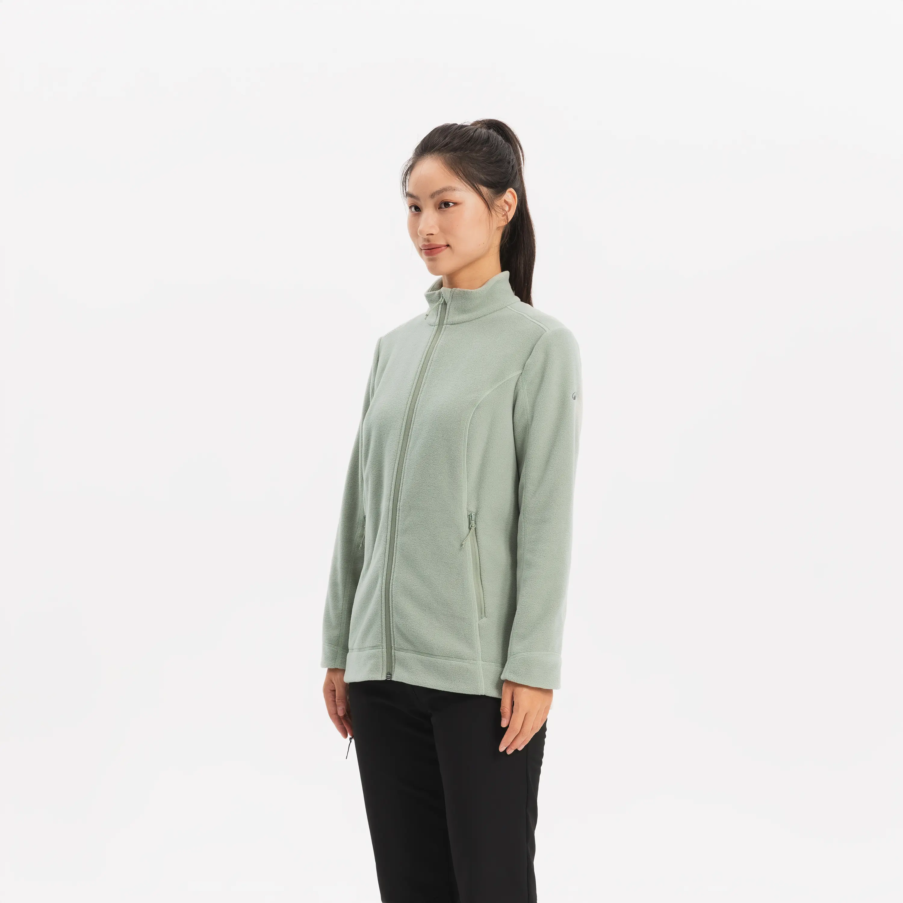 

Женская флисовая утеплённая куртка для походов с полной застёжкой-молнией Quechua MH100 зелёная