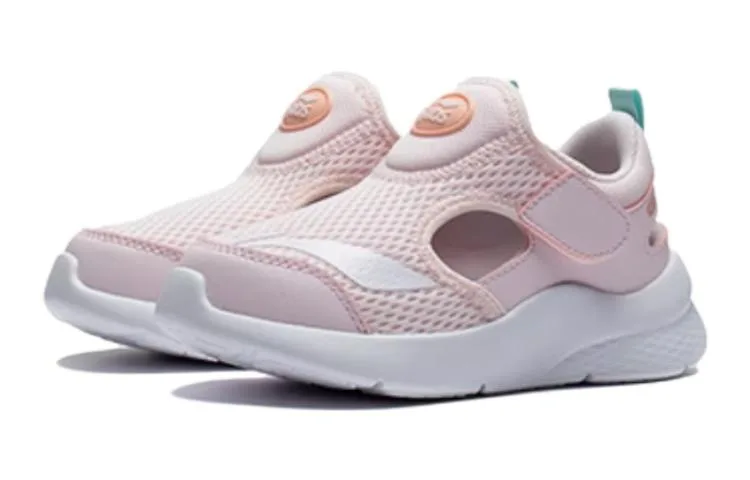 YOUNG Li-Ning YOUNG из искусственной кожи удобные с амортизацией и дышащие низкие кроссовки для детей светлый розовый — фото 3
