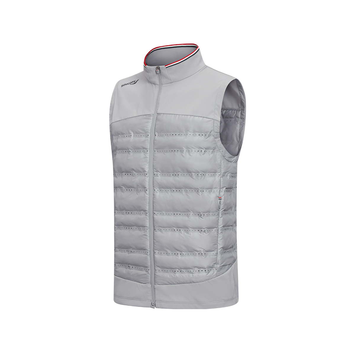 

Saucony Мужской жилет Nebula серого цвета с воротником-стойкой средней высоты