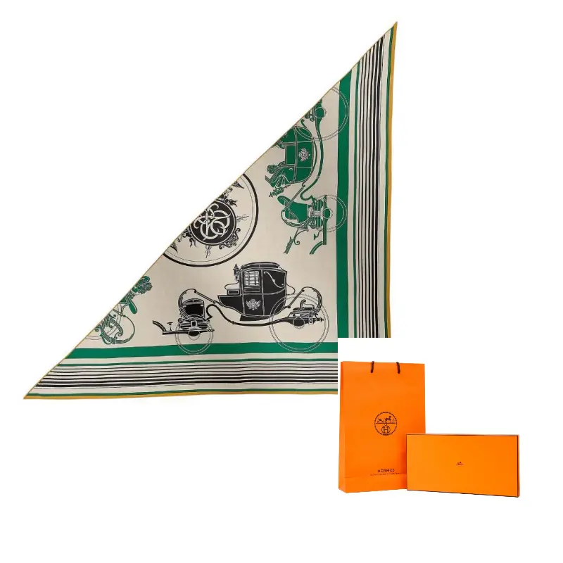 

HERMES Шёлковый кашемировый шарф женский зелёный, Green