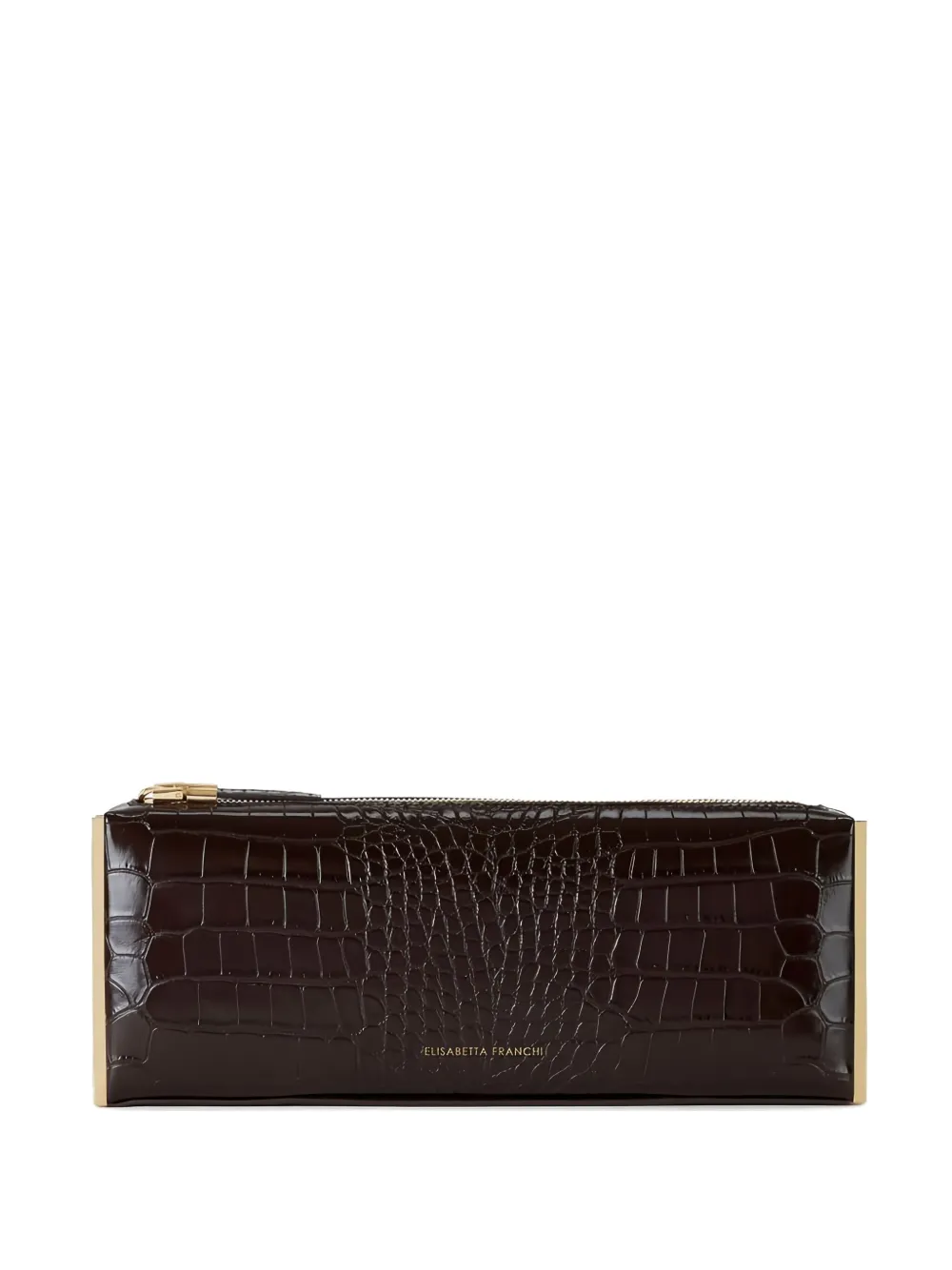 

Клатч-багет с эффектом крокодиловой кожи Elisabetta Franchi, коричневый