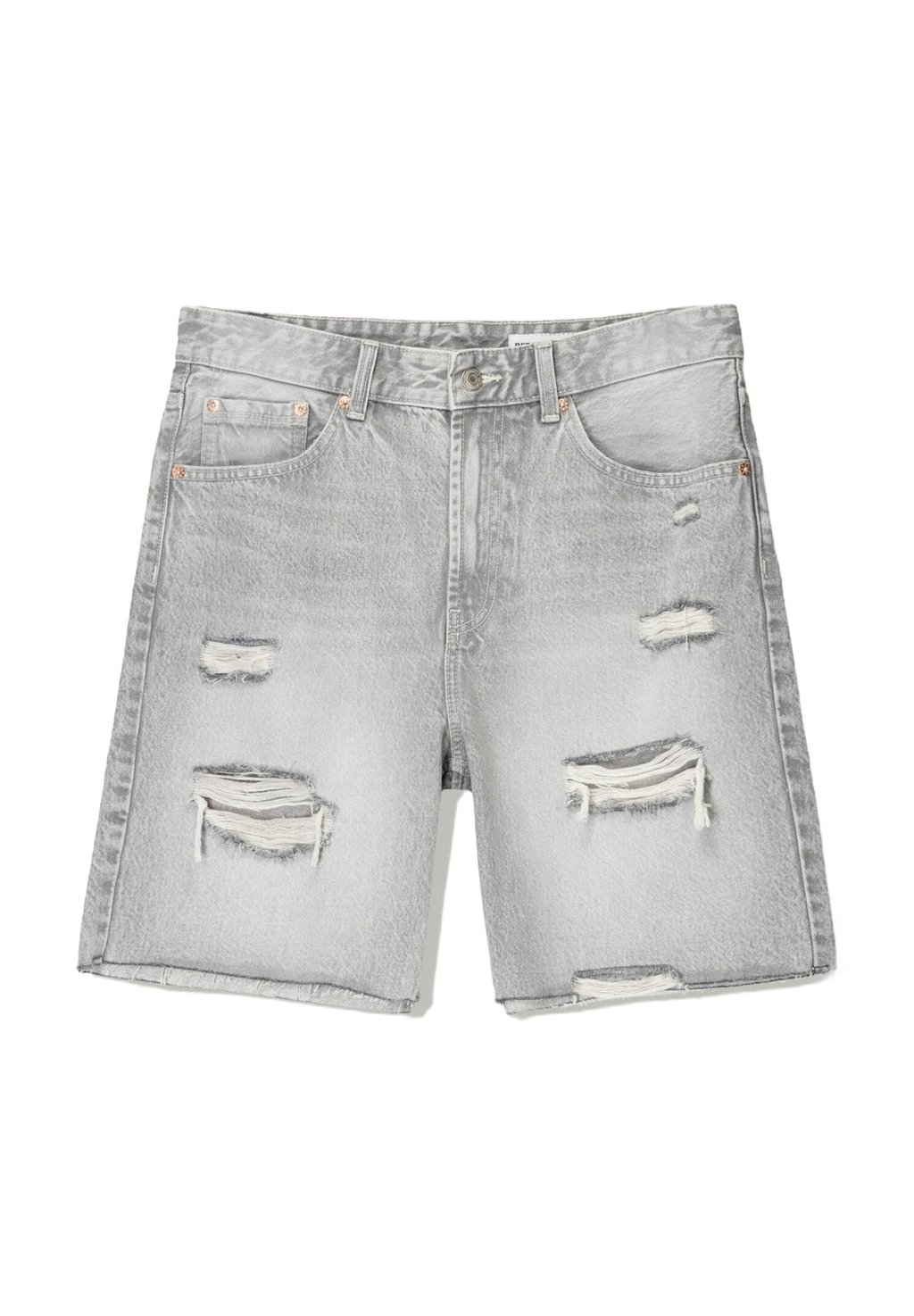 

Джинсовые шорты RIPPED - BERMUDA Bershka, серый