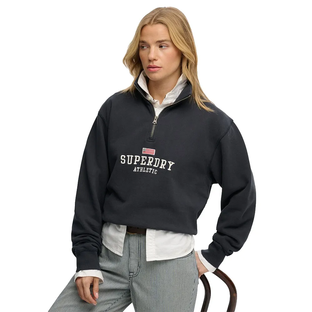 Спортивная толстовка Superdry Athletic Essential Graphic с половинной молнией, синий — фото 2