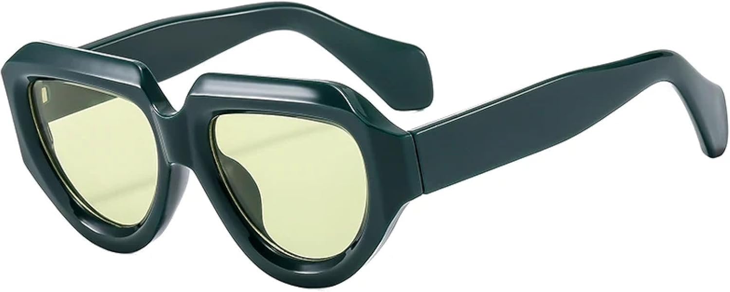 

Модный тренд: ретро-солнцезащитные очки с огранкой «под носки», овальной оправой, широкими зеркальными дужками, многоугольной оправой, персонализированной большой оправой TVTBBVV, Green