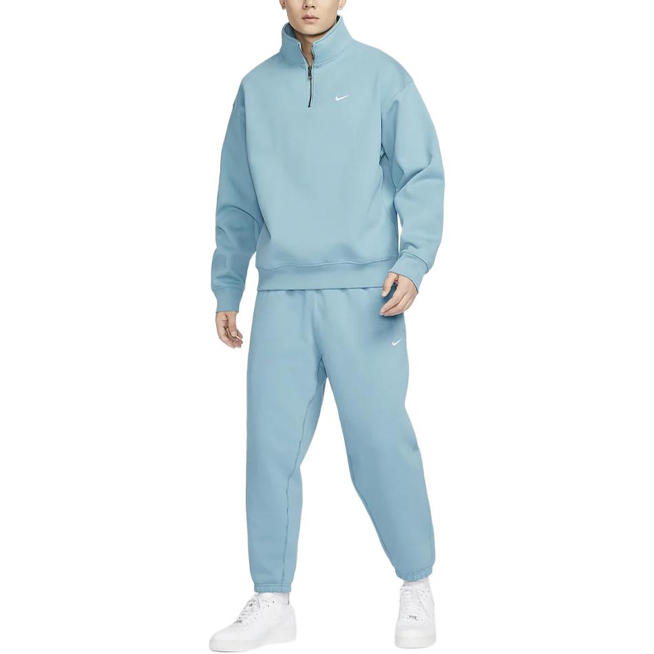 Nike Solo Swoosh Knitted Sweatpants Men's Denim Blue Green/White — фото 4