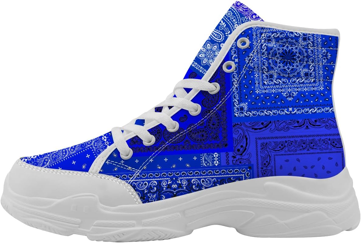 

Женские мужские банданы, кроссовки с высоким топом, презентовые платформенные туфли Paisley с принтом, подарки для нее Generic, синий