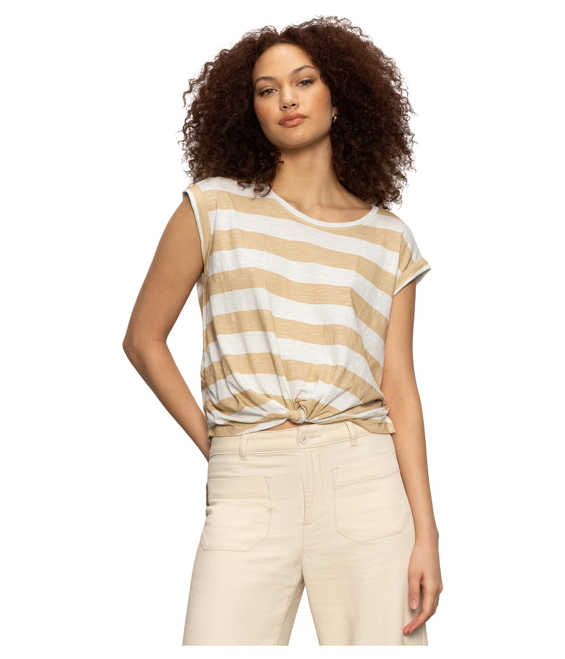 

Футболка Sanctuary Knotted Muscle Tee, White/Sandstone Stripe