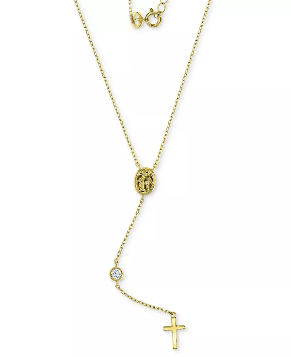 

Детское ожерелье-лариат «Мария и крест» с кубическим цирконием, 13 дюймов + удлинитель 2 дюйма Macy'S, gold