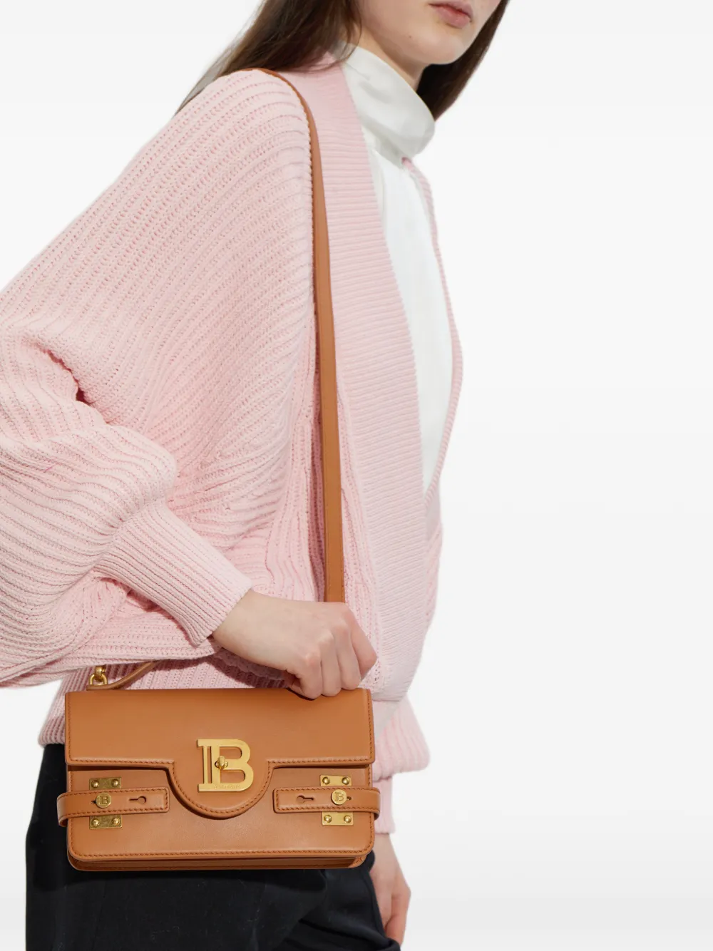 Сумка через плечо с верхней ручкой 24 B-Buzz Balmain, коричневый — фото 2