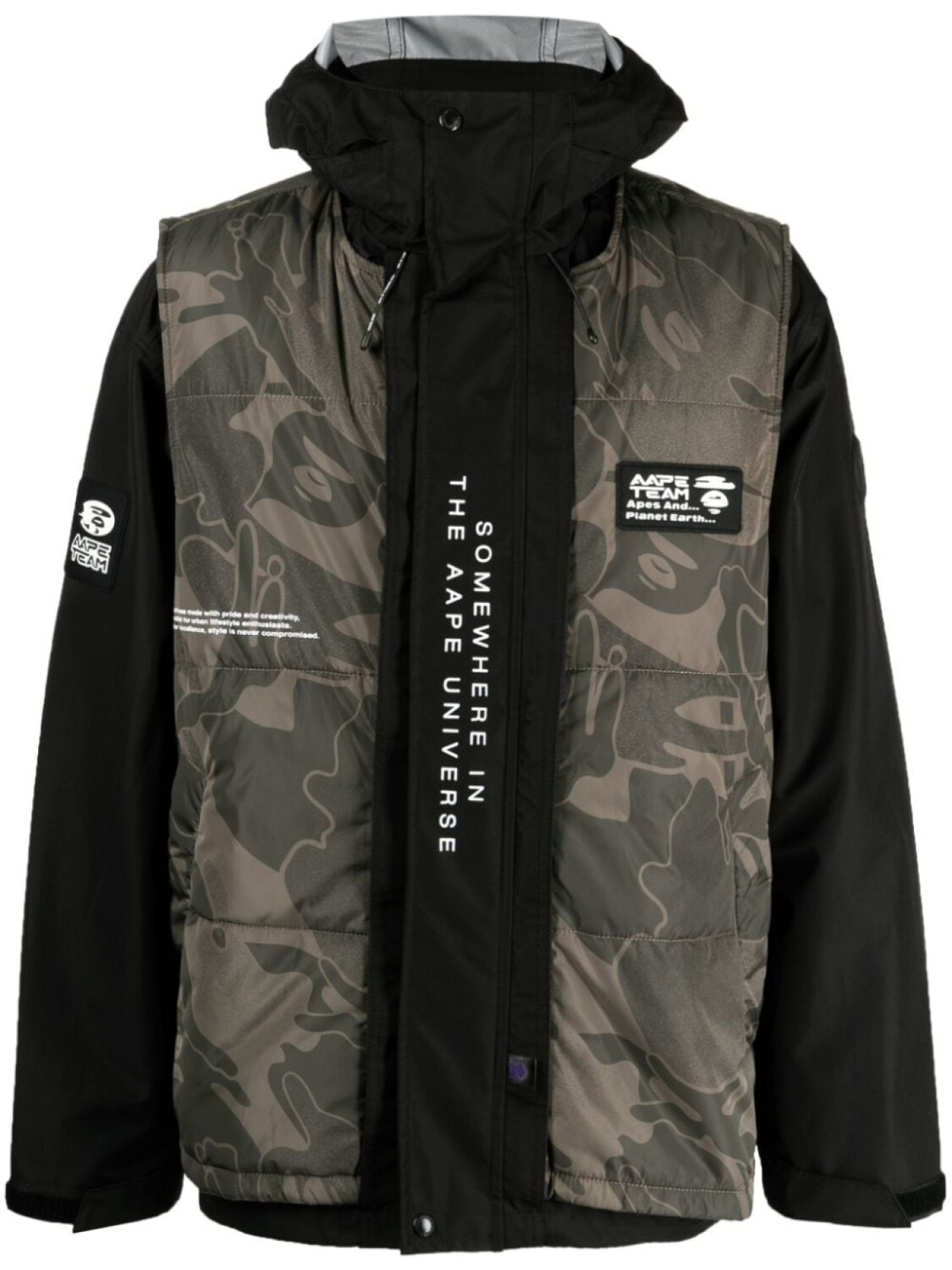 

A Bathing Ape layered padded jacket, зеленый