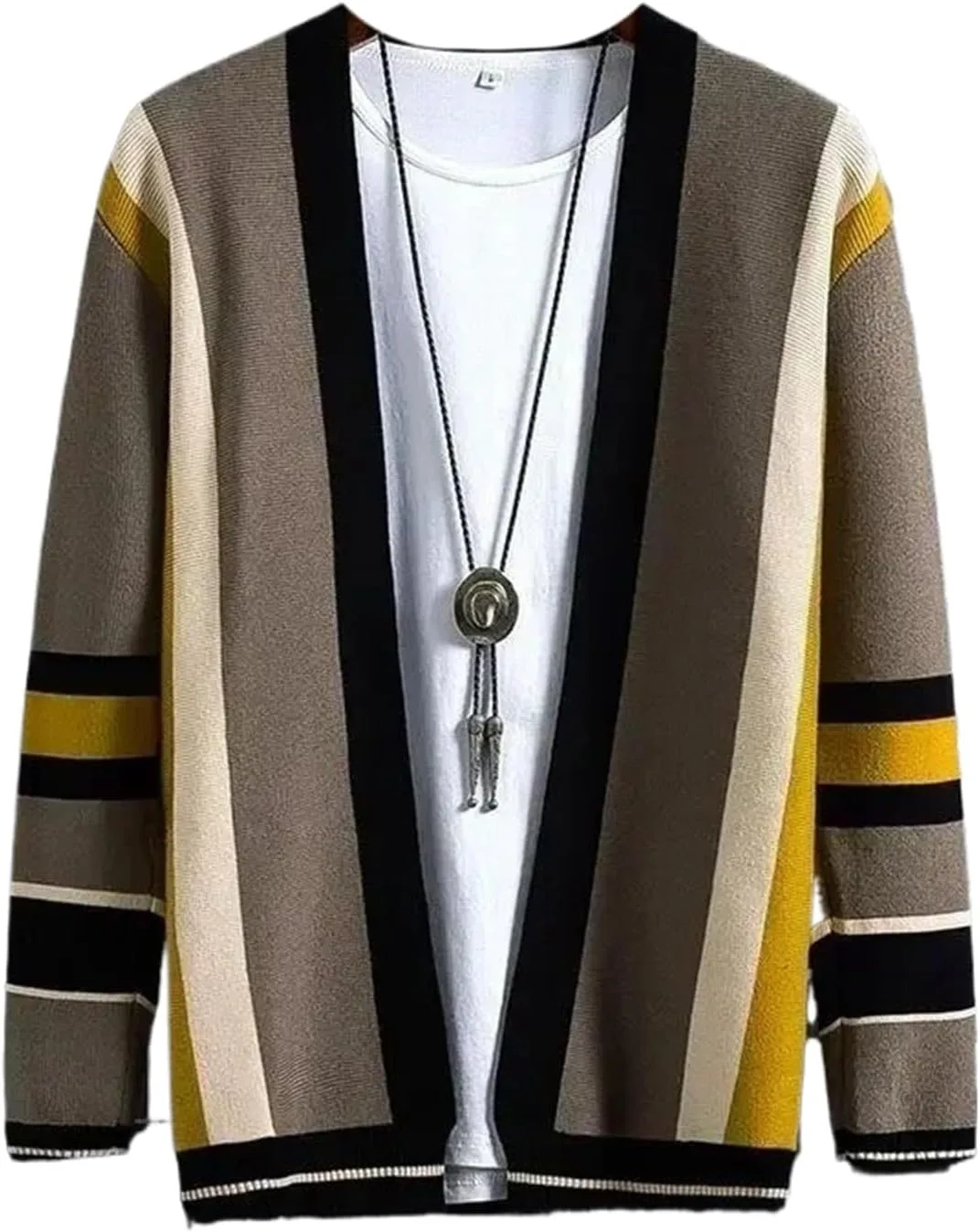 

Мужской вязаный кардиган с V-образным вырезом в полоску CQJFLQC