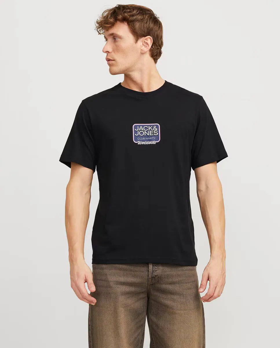 

Мужская футболка с короткими рукавами и логотипом спереди Jack & Jones, черный