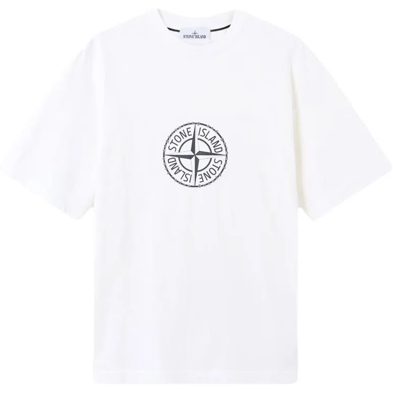 Футболка с круглым вырезом и принтом Compass STONE ISLAND, White
