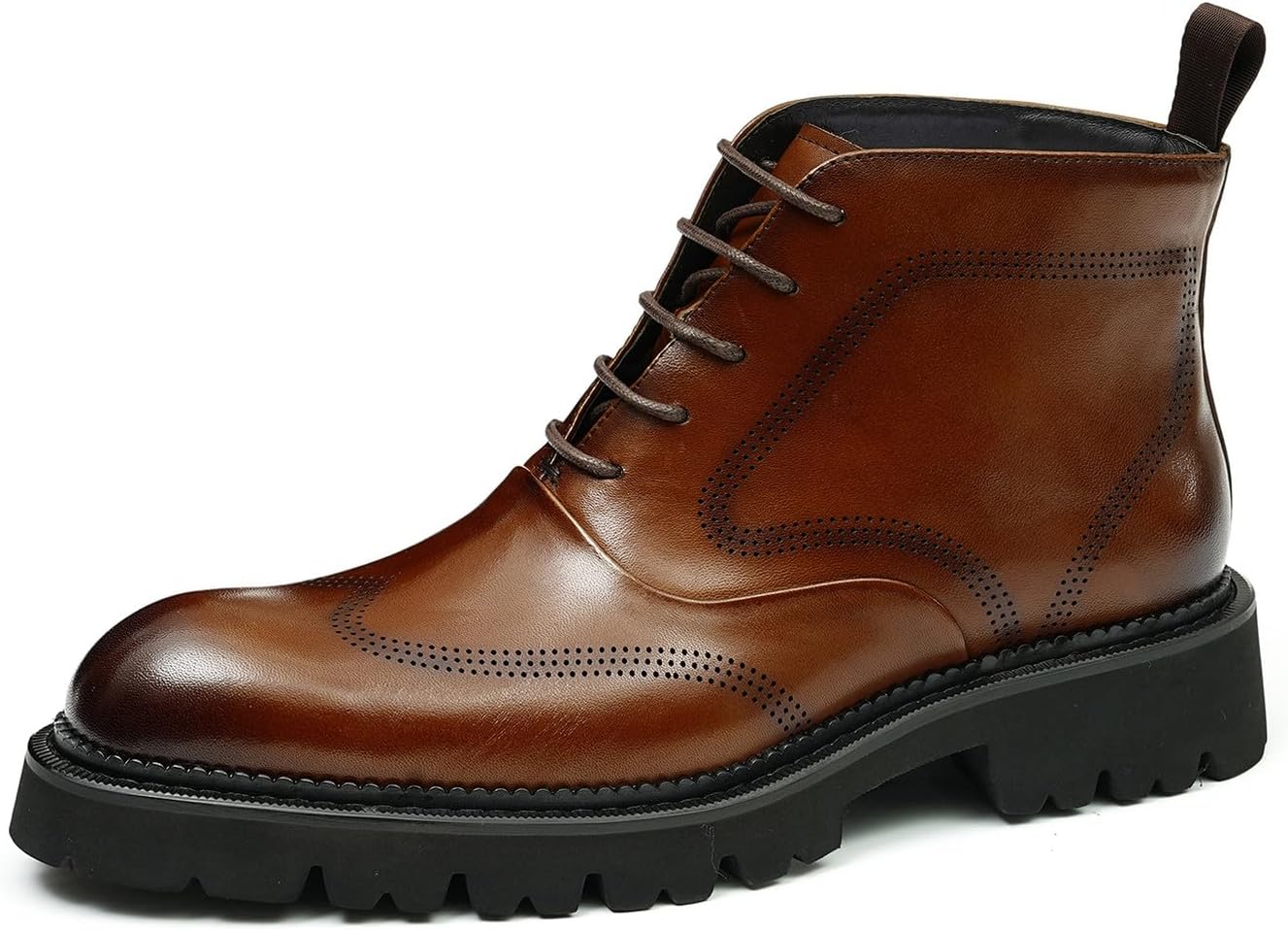 

Мужские повседневные оксфорды Santimon - настоящая кожа, броги с крыльями, челси ботинки до щиколотки для свадьбы, деловой и официальной одежды, коричневый