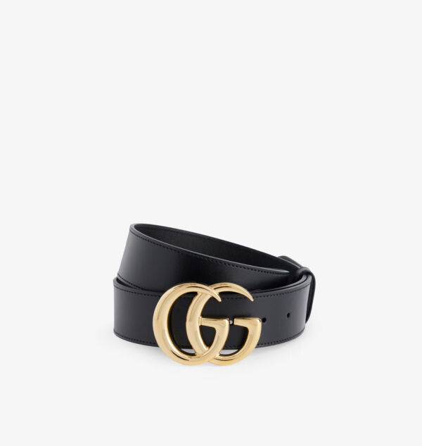 

Кожаный ремень с логотипом и пряжкой Gucci, черный