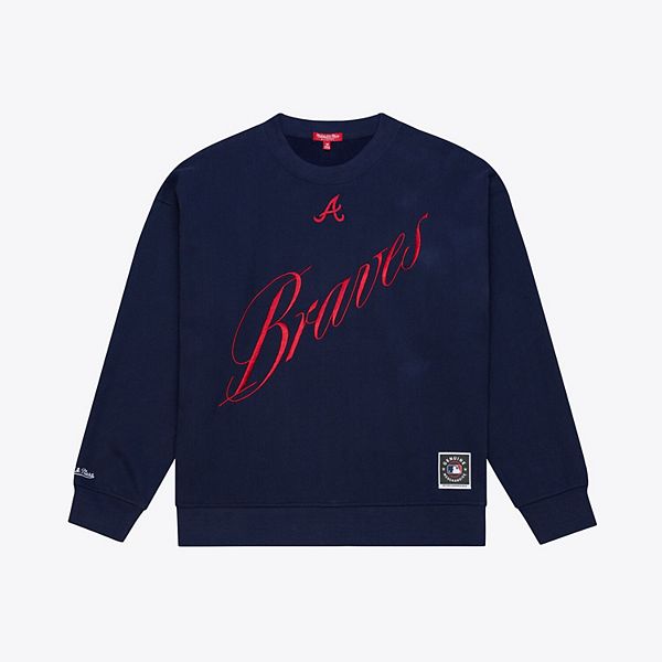 

Женский свитшот navy atlanta braves script Mitchell & Ness, Синий, Женский свитшот navy atlanta braves script Mitchell & Ness