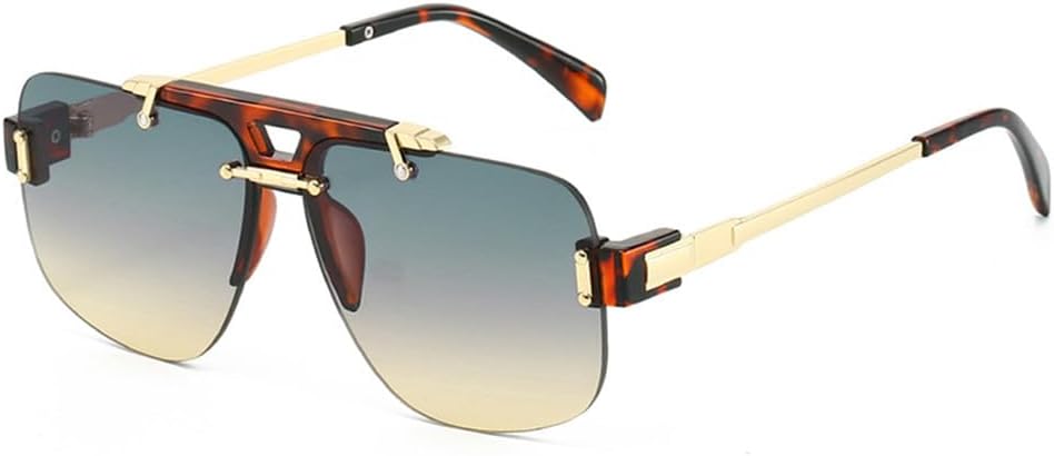 

Солнцезащитные очки UV400 с прозрачными линзами Ocean Gradient и заклепками, без оправы, для женщин и мужчин, для бега и занятий спортом на открытом воздухе UYPTK, Leopard Green Tea