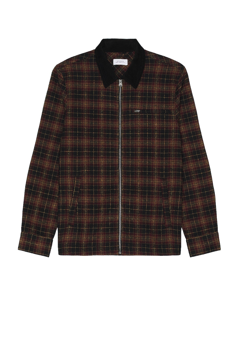 

Рубашка Saturdays Nyc Ryan Zip Front Flannel Shirt, черный