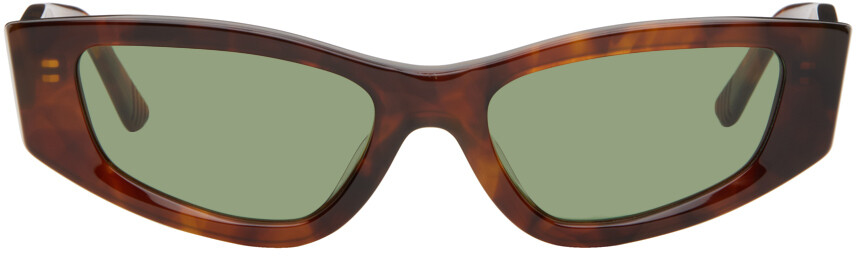 

Эксклюзивные солнцезащитные очки SSENSE в черепаховой оправе «The Tilt» Eckhaus Latta, Tortoise/Green