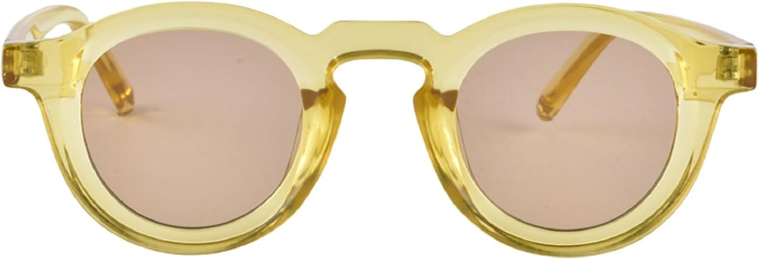 

Круглые солнцезащитные очки для женщин и мужчин в стиле панк, ретро, ​​модные солнцезащитные очки с прозрачными линзами и защитой от УФ-излучения UV400. Модные женские солнцезащитные очки mincl, Yellow