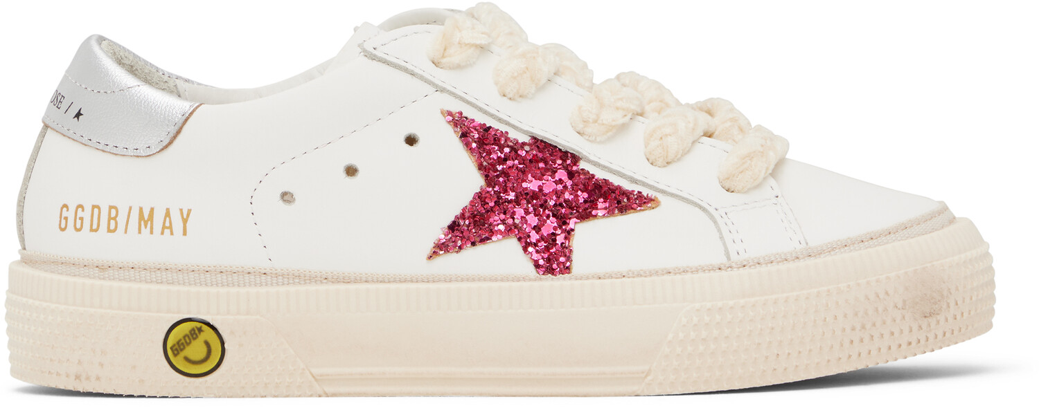

Детские белые майские кроссовки Golden Goose, белый/фуксия/серебряный