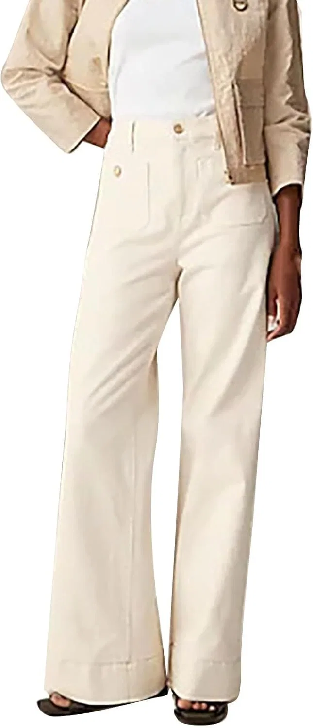 Джинсы, широкие штанины, White