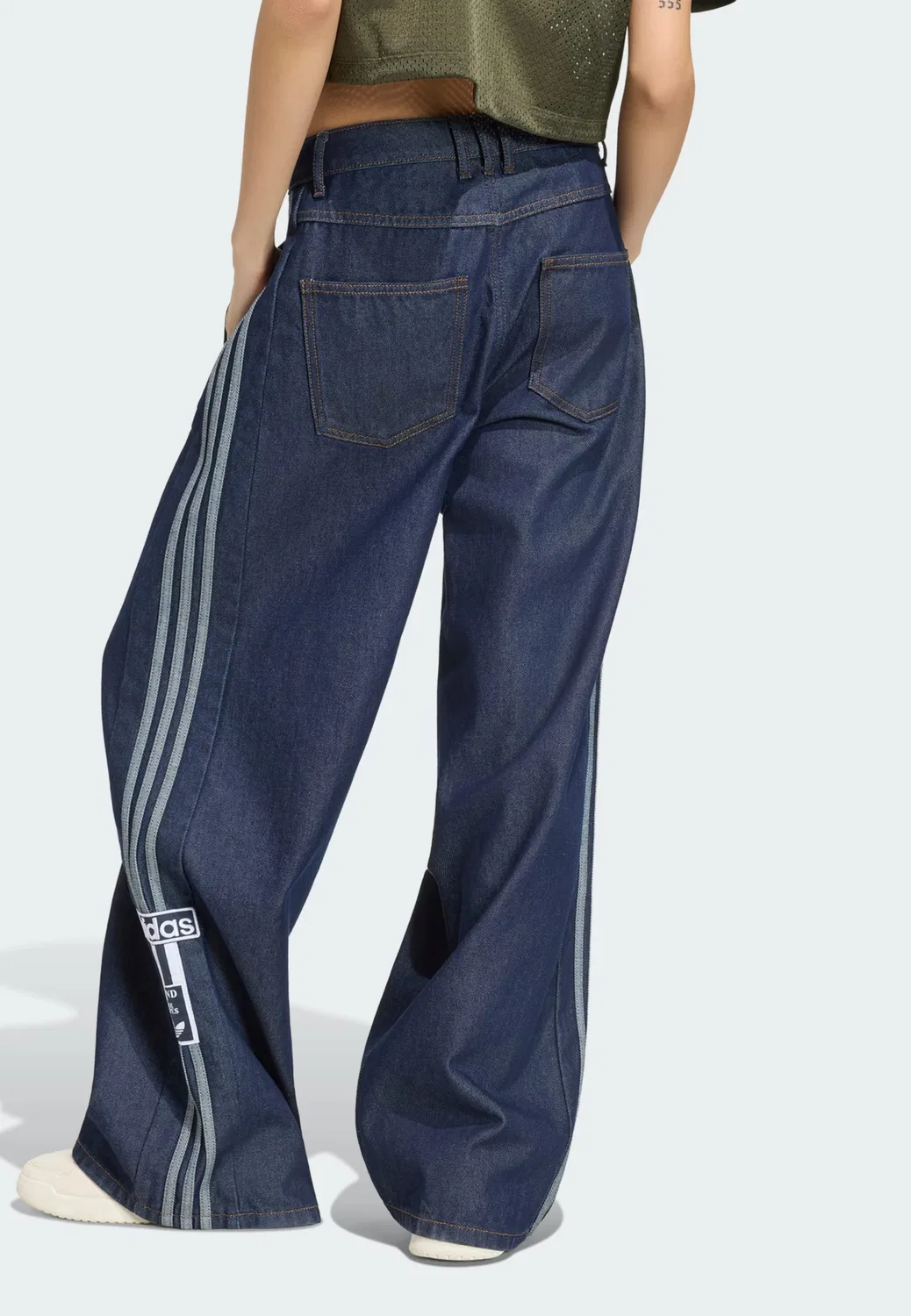 Джинсы Adidas Originals Wide leg Jeans Adibreak темно-синего цвета — фото 3