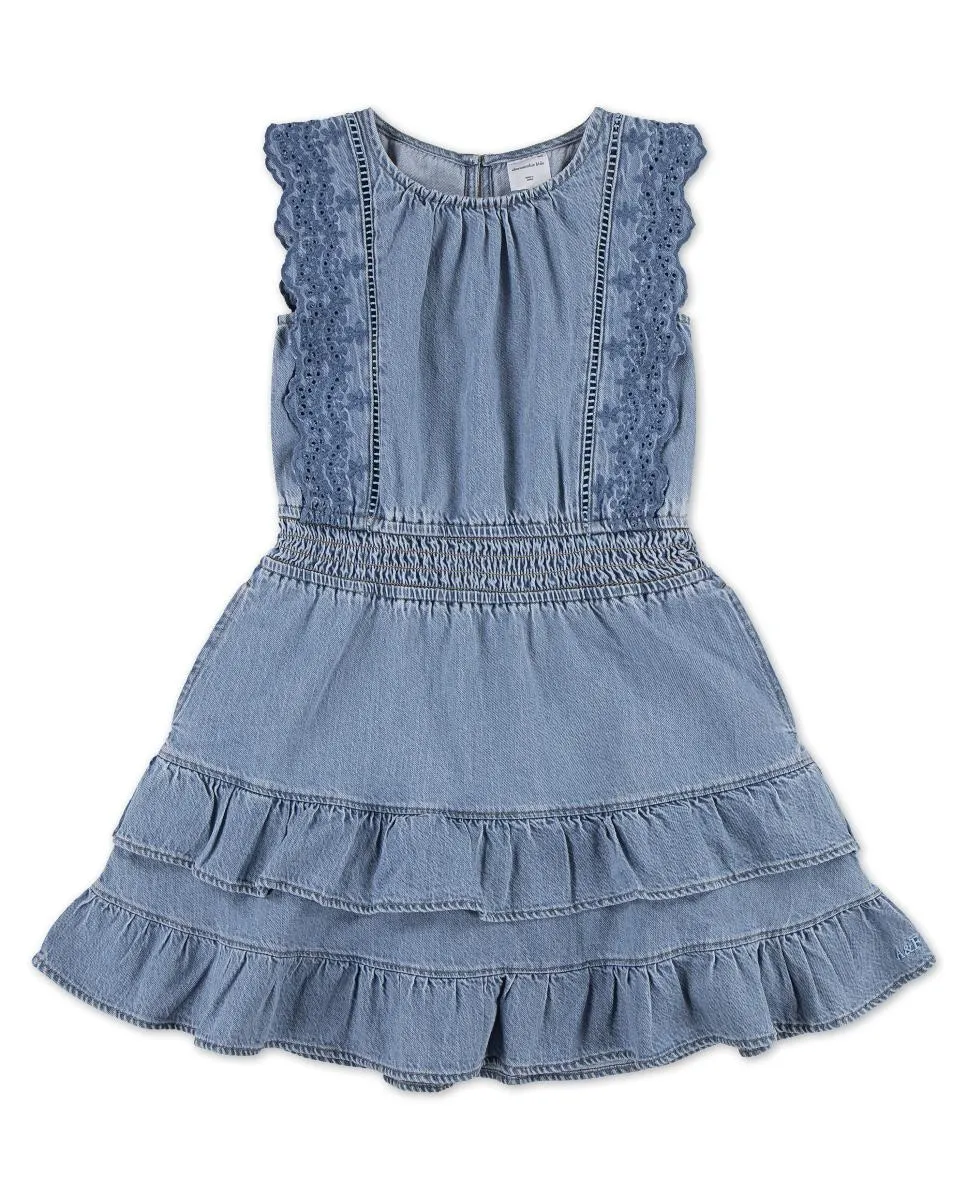 

Платье с оборками и присборенной талией от Kids Abercrombie, синий