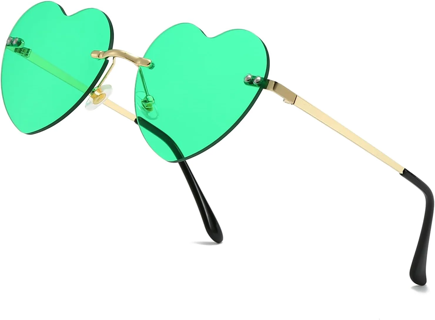 

Солнцезащитные очки без оправы в форме сердца для женщин. Модные, милые очки для вечеринок в форме сердца. Прекрасный стиль. Очки для любви SUNBSR, Fluorescent Green