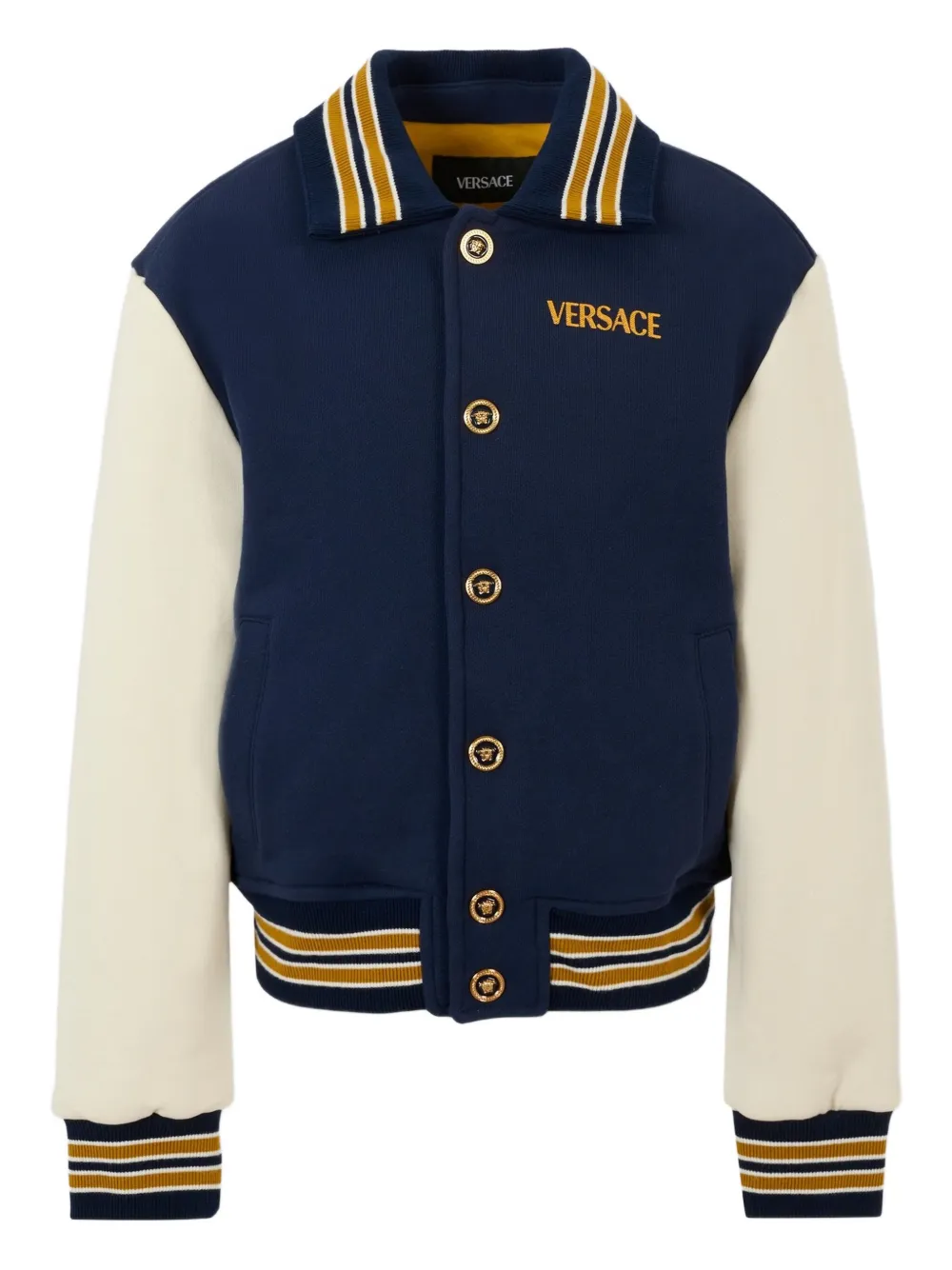 

Бомбер с контрастными рукавами Versace Kids, синий