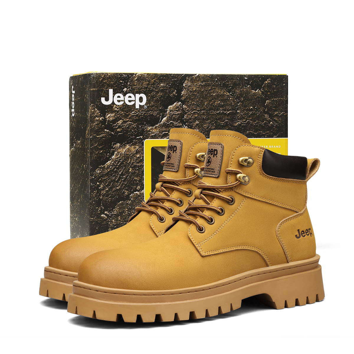 

Ботинки тактические мужские короткие до середины икры из спилка Cow Jeep, золото