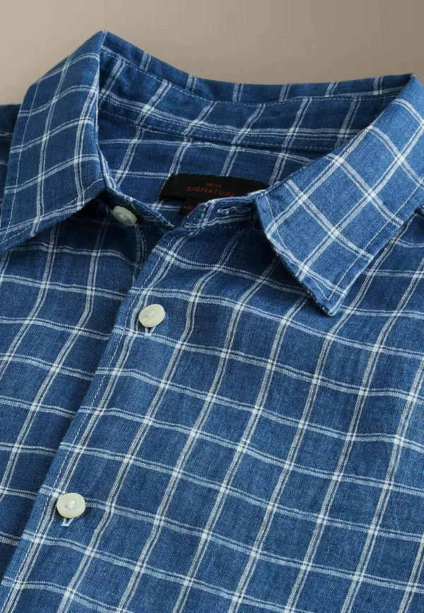 Рубашка Next, navy check, синяя клетка — фото 3