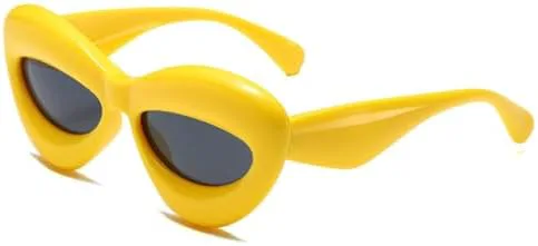 

Винтажные солнцезащитные очки «кошачий глаз» 2026 года для женщин и мужчин, модные, забавные, с эффектом губ, в стиле панк, с большой оправой MTZJH, White Black