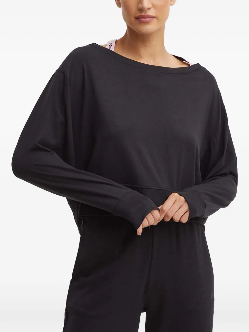 

Свитшот с длинными рукавами и вырезом "лодочка" Hugo, черный