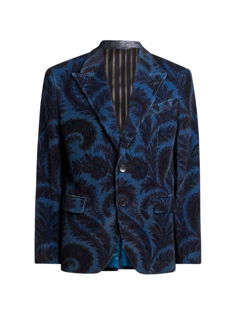 Вельветовый пиджак с узором пейсли Etro, синий