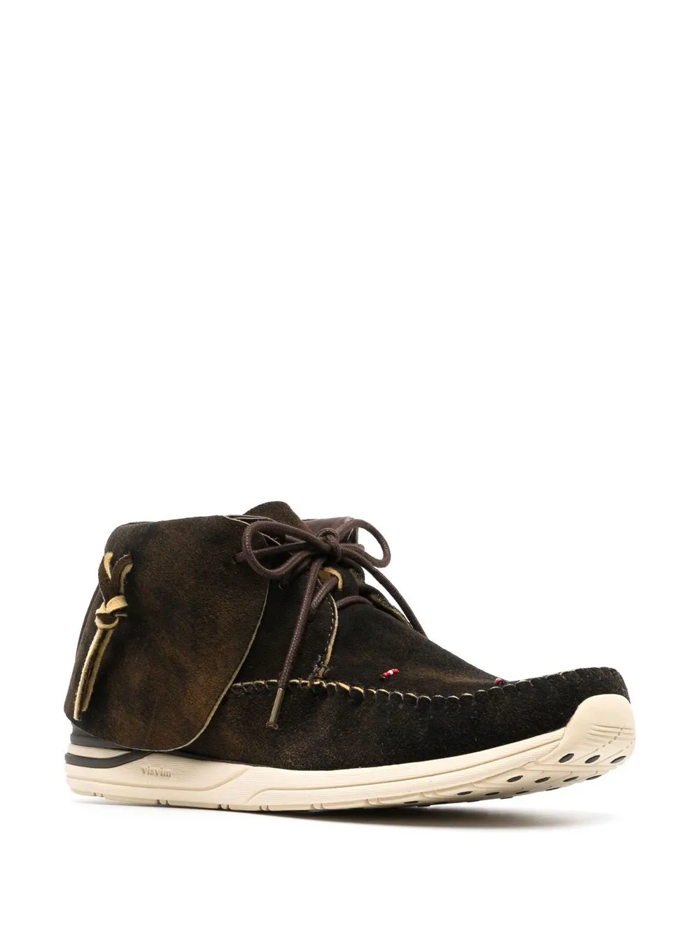 Кроссовки на шнуровке с бахромой visvim, коричневый — фото 2