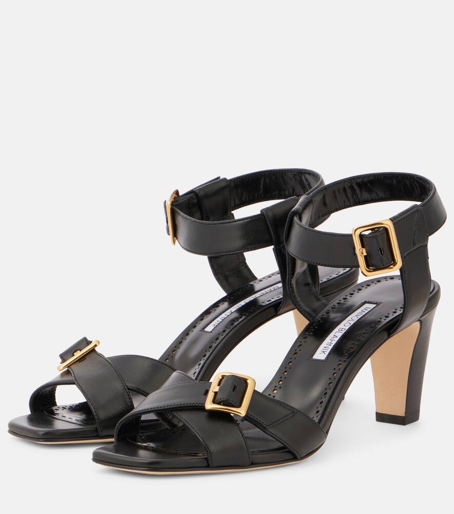 Шлепанцы shbealo из кожи Manolo Blahnik, 0015 Blck — фото 4