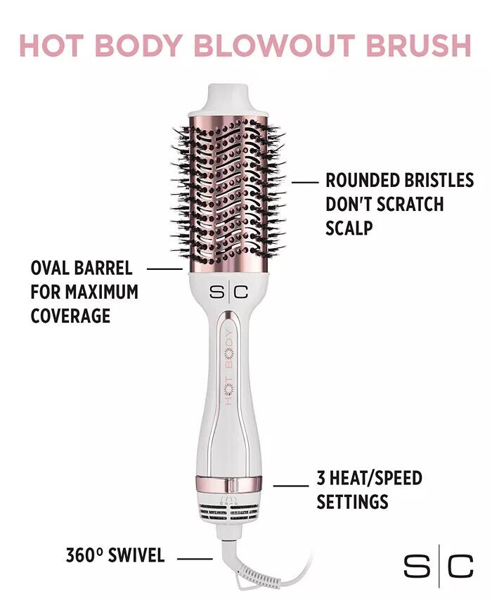 Hot Body Ionic 2-in-1 Blowout Фен Щетка для волос Фен для придания объема Stylecraft Professional — фото 4