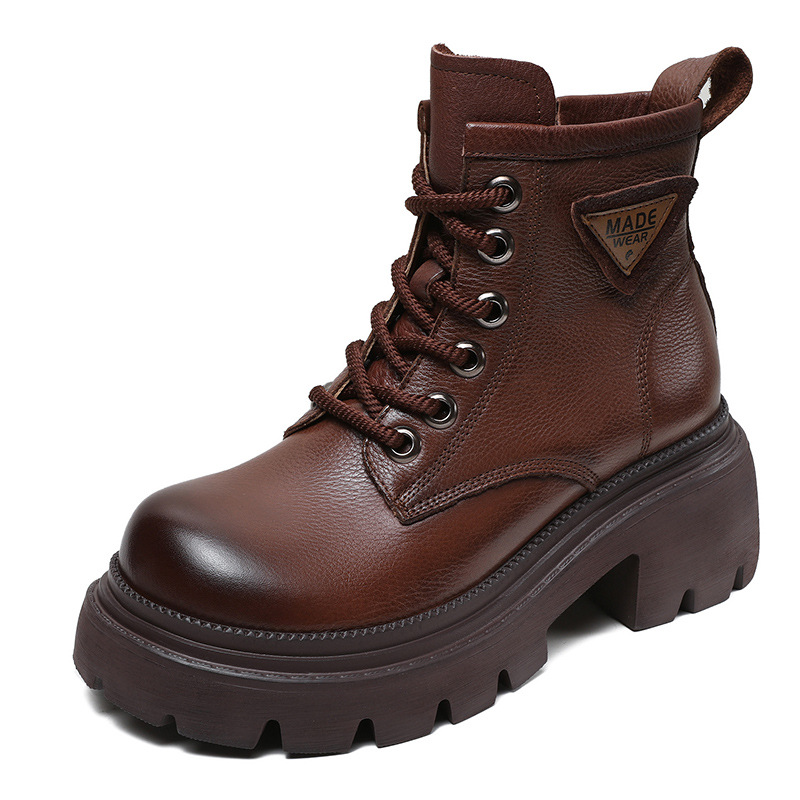 Devanro Короткие женские ботинки мартина коричневые, цвет Brown