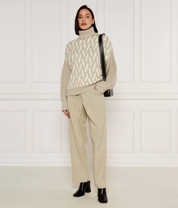 Шерстяная водолазка Ferdolia regular fit Boss, бежевый — фото 2
