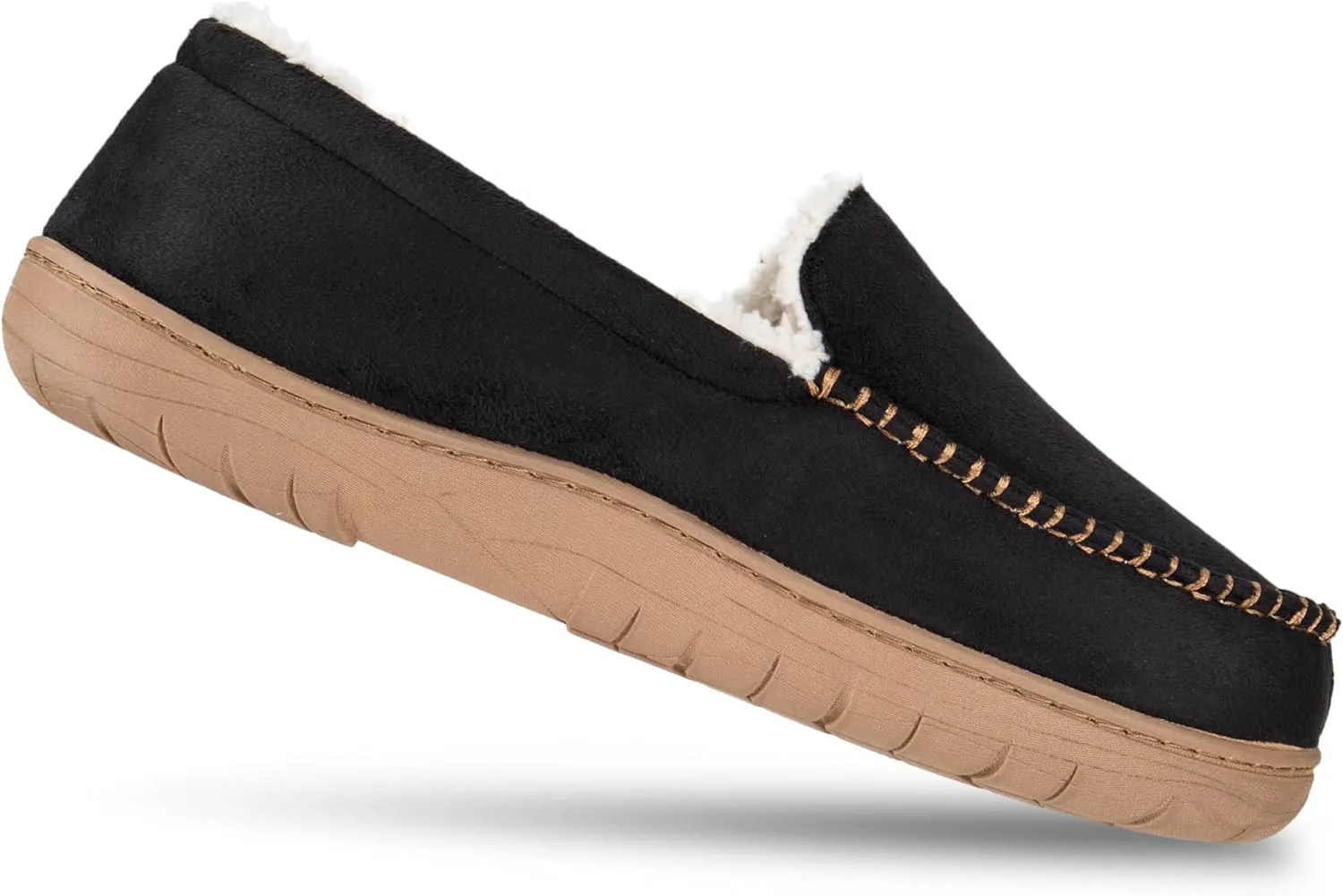 Мужские домашние тапочки Haggar Venetian Slipper для дома и улицы с комфортом из пены с эффектом памяти, черный — фото 3