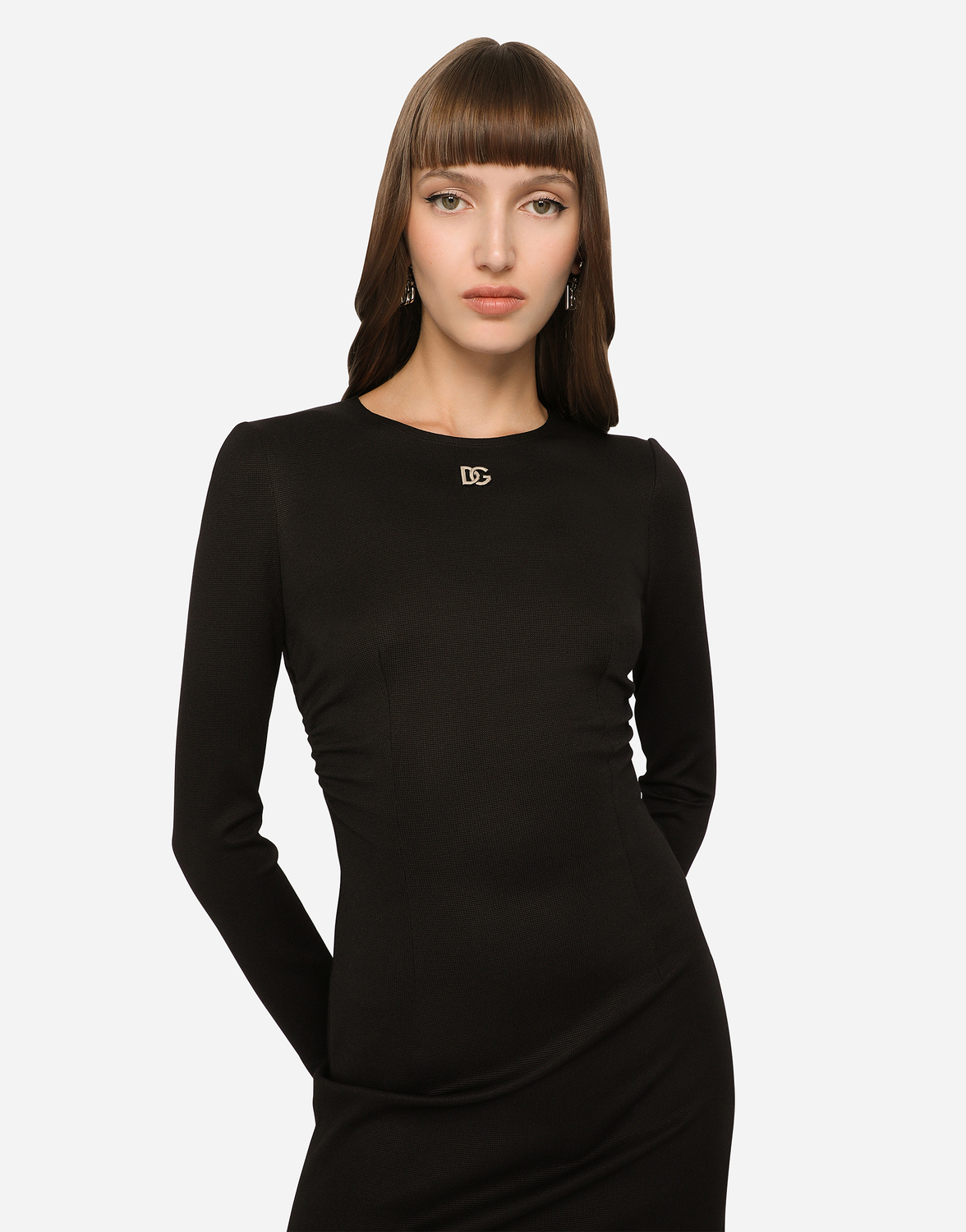 Короткое платье из миланского трикотажа с логотипом dg Dolce & Gabbana, черный — фото 4