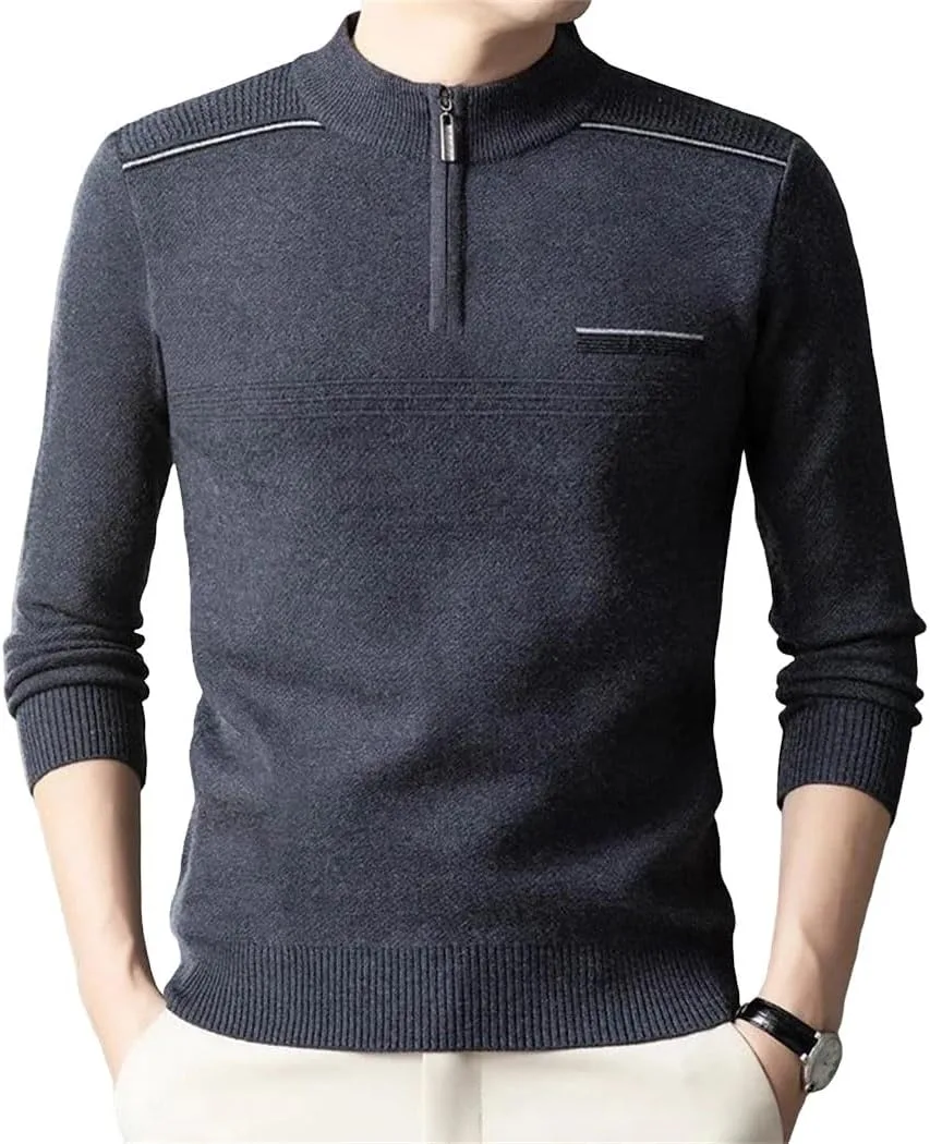 

Мужской вязаный пуловер с полузастежкой