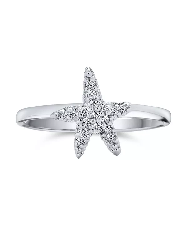 

Кольцо с миниатюрными кубическими цирконами в виде морской звезды, тропического пляжа, серебро 925 пробы Bling Jewelry, grey