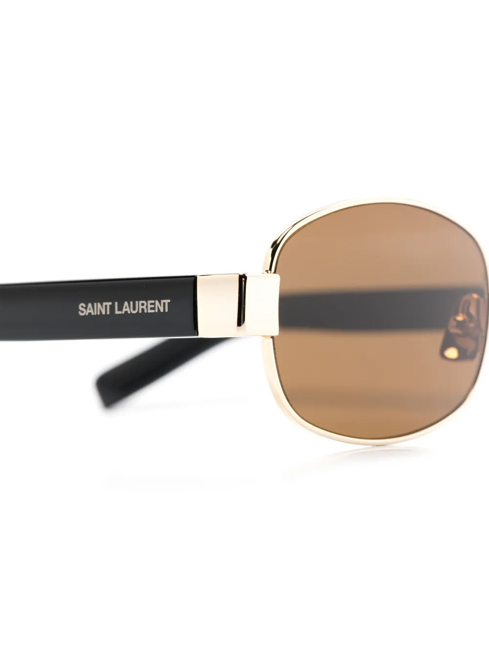 Солнцезащитные очки в овальной оправе Saint Laurent, золотистый — фото 3