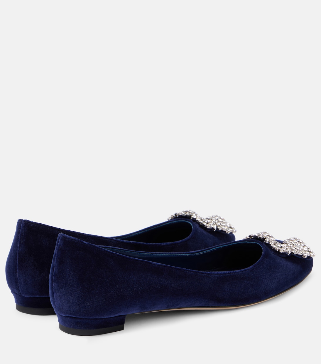 Какие украшенные бархатные балетки Manolo Blahnik, 4117 Navy — фото 2